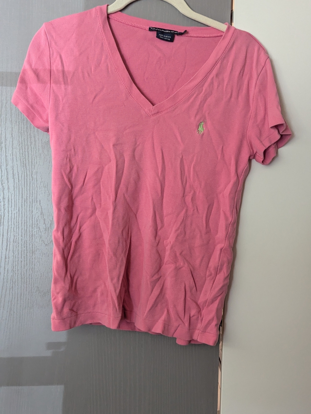Vintage Preppy Babrbiecore Ralph Lauren Pink V-Neck Short Sleeve Polo